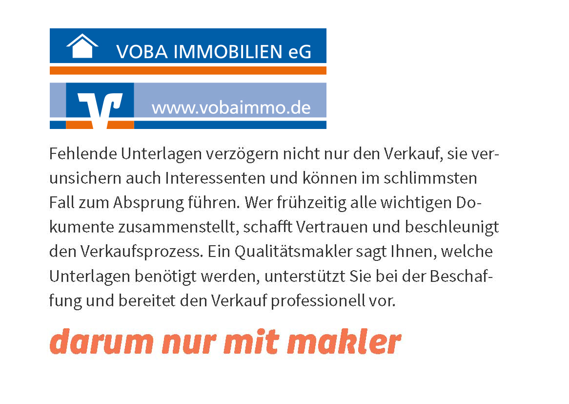 Fehlende Unterlagen verzögern nicht nur den Verkauf, sie verunsichern auch Interessenten und können im schlimmsten Fall zum Absprung führen. Wer frühzeitig alle wichtigen Dokumente zusammenstellt, schafft Vertrauen und beschleunigt den Verkaufsprozess. Ein Qualitätsmakler sagt Ihnen, welche Unterlagen benötigt werden, unterstützt Sie bei der Beschaffung und bereitet den Verkauf professionell vor.