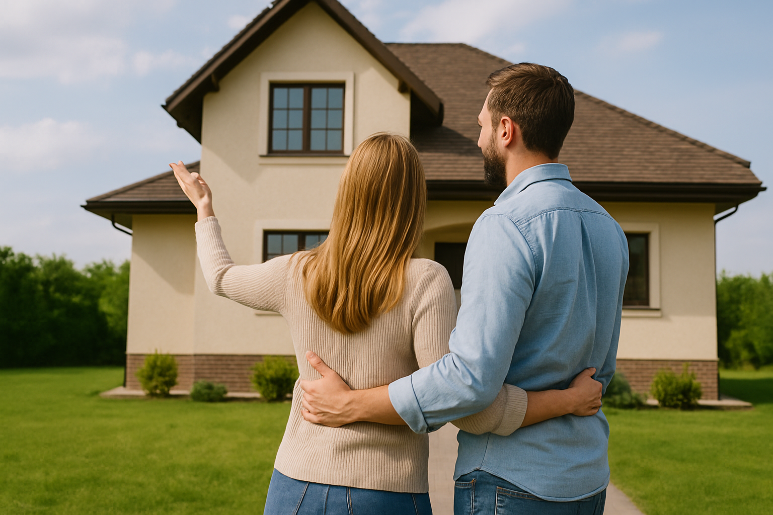 Junges Paar betrachtet neues Zuhause