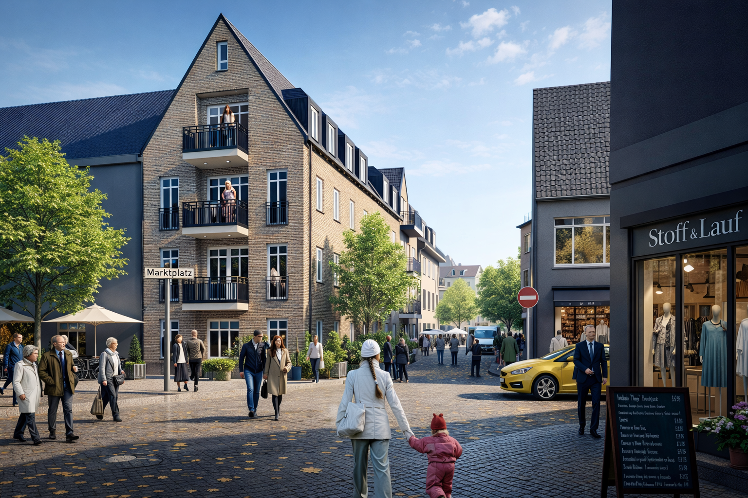 Rees Markt Blick auf Eigentumswohnungen