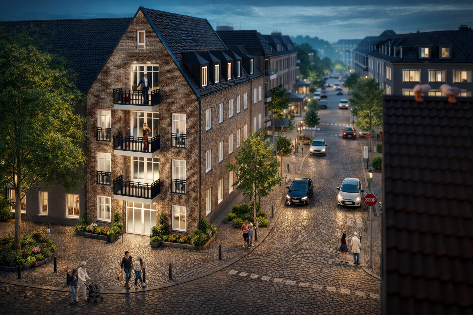 Rees Markt Blick auf Eigentumswohnungen