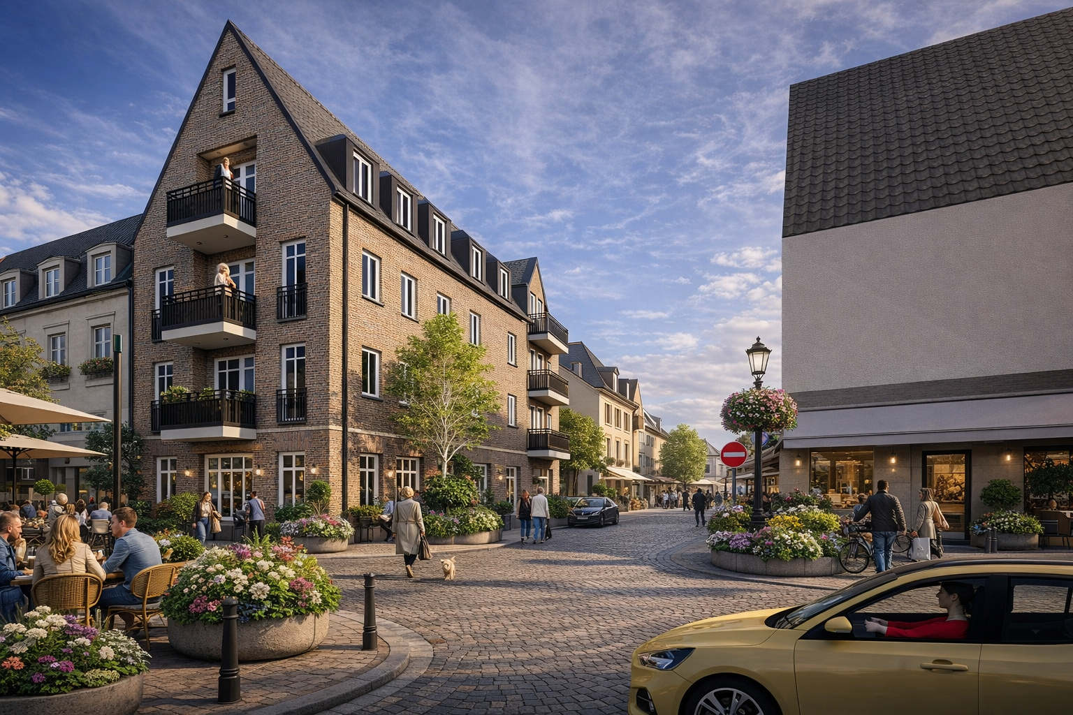 Rees Markt Blick auf Eigentumswohnungen